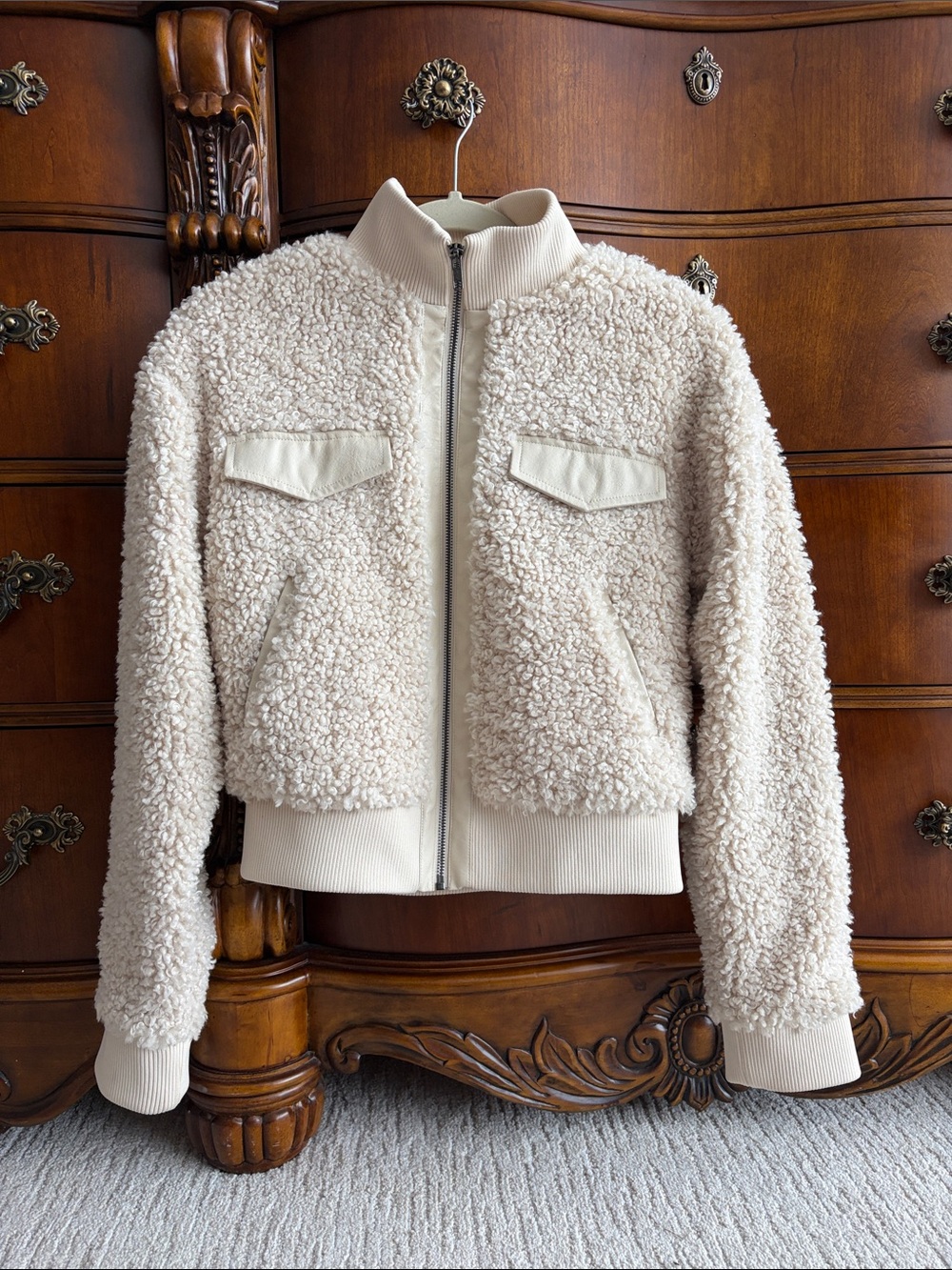 Express Cream Sherpa Zip Jacket